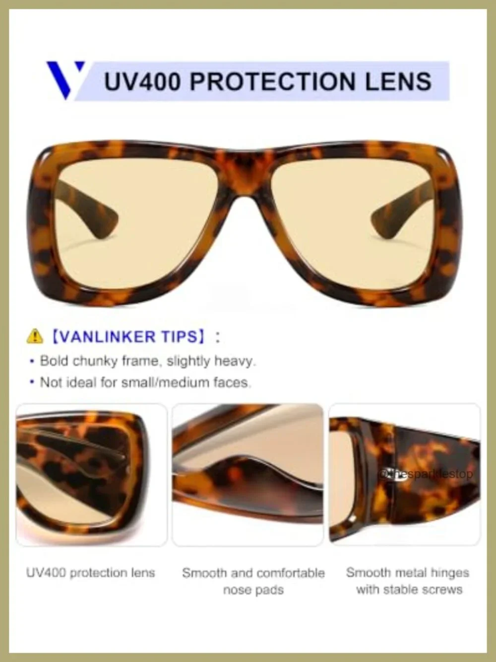 Retro Oversized Square Aviator Sunglasses for Men Women UV400 Protection Plastic